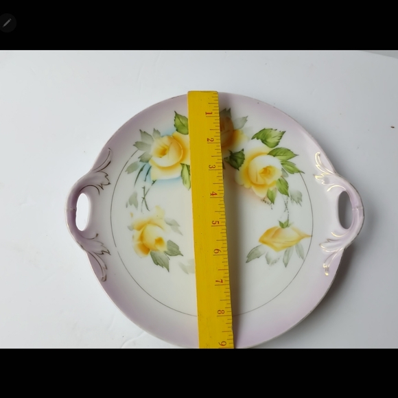 Antique PT Bavaria 2 Handle Studio Hand Painted Artist Signed Yellow Rose Plate - Picture 9 of 10